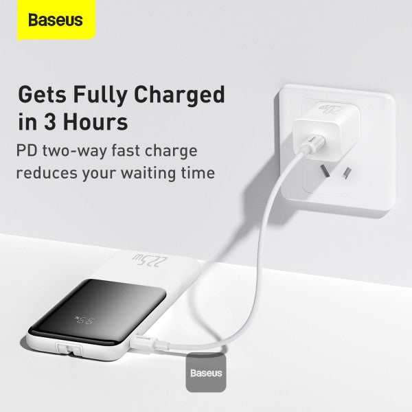 Baseus 22.5W 10000mAh Fast Charge Power Bank with Built-in Type C & Lightning Cable